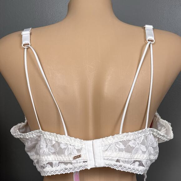 Victoria’s Secret Pink Lace Bralette Push Up Bra XXL Wire Free Padded White - Picture 3 of 7